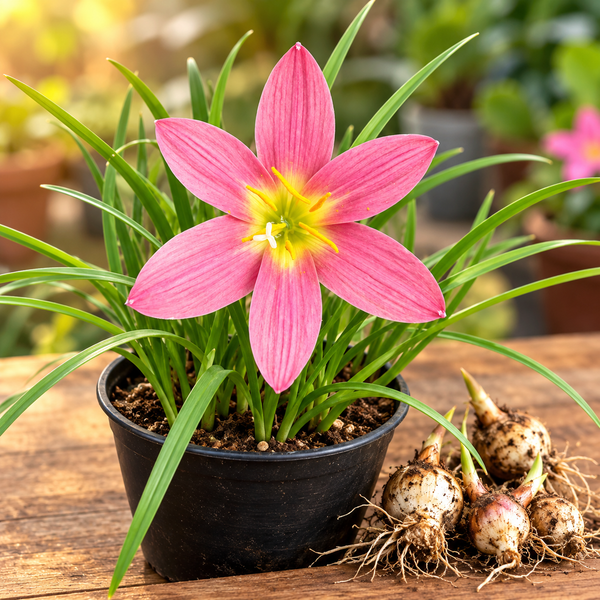 Orange colour rainlilly ( set of 2 bulb )