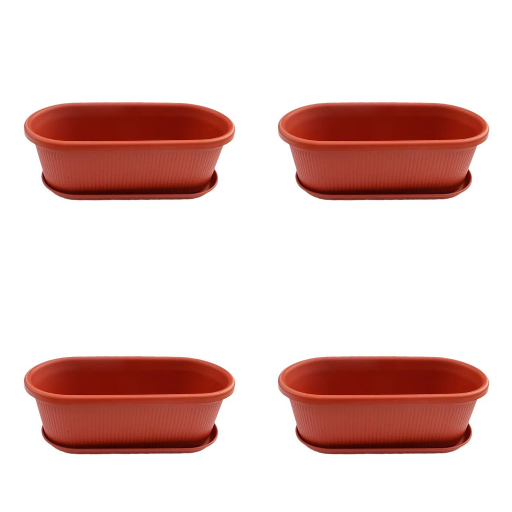 UV Treated Window Planter with Tray - Terracotta colour ( set of - 4 )