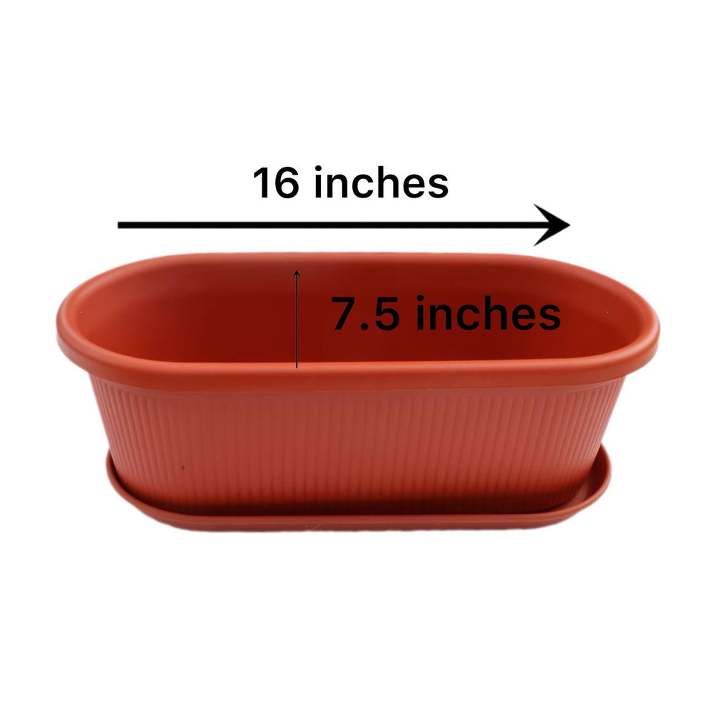 UV Treated Window Planter with Tray - Terracotta colour ( set of - 4 )