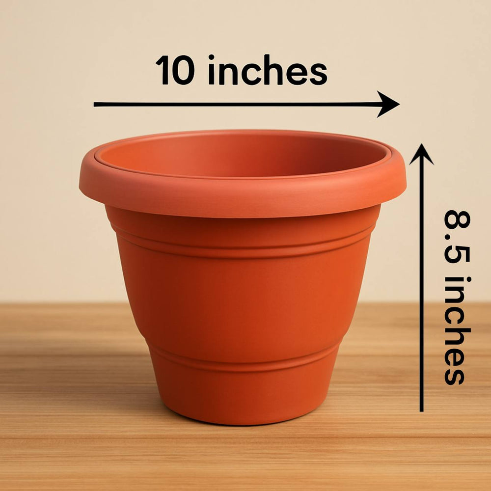 10 INCHES BROWN COLOUR ROUND POTS