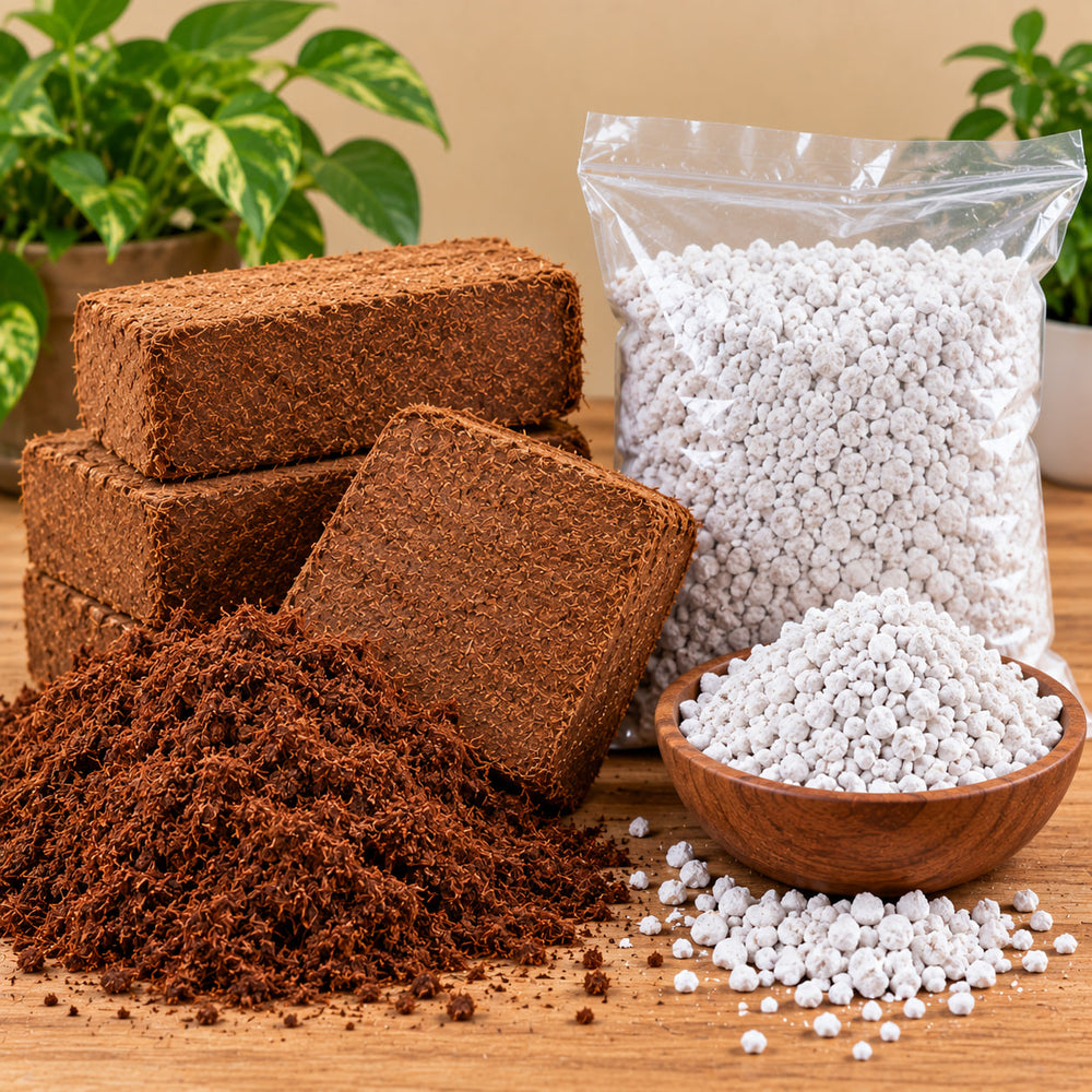 cocopeat bricks and perlite 500 gm