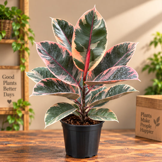 Rubber plant red varigated (medium size )