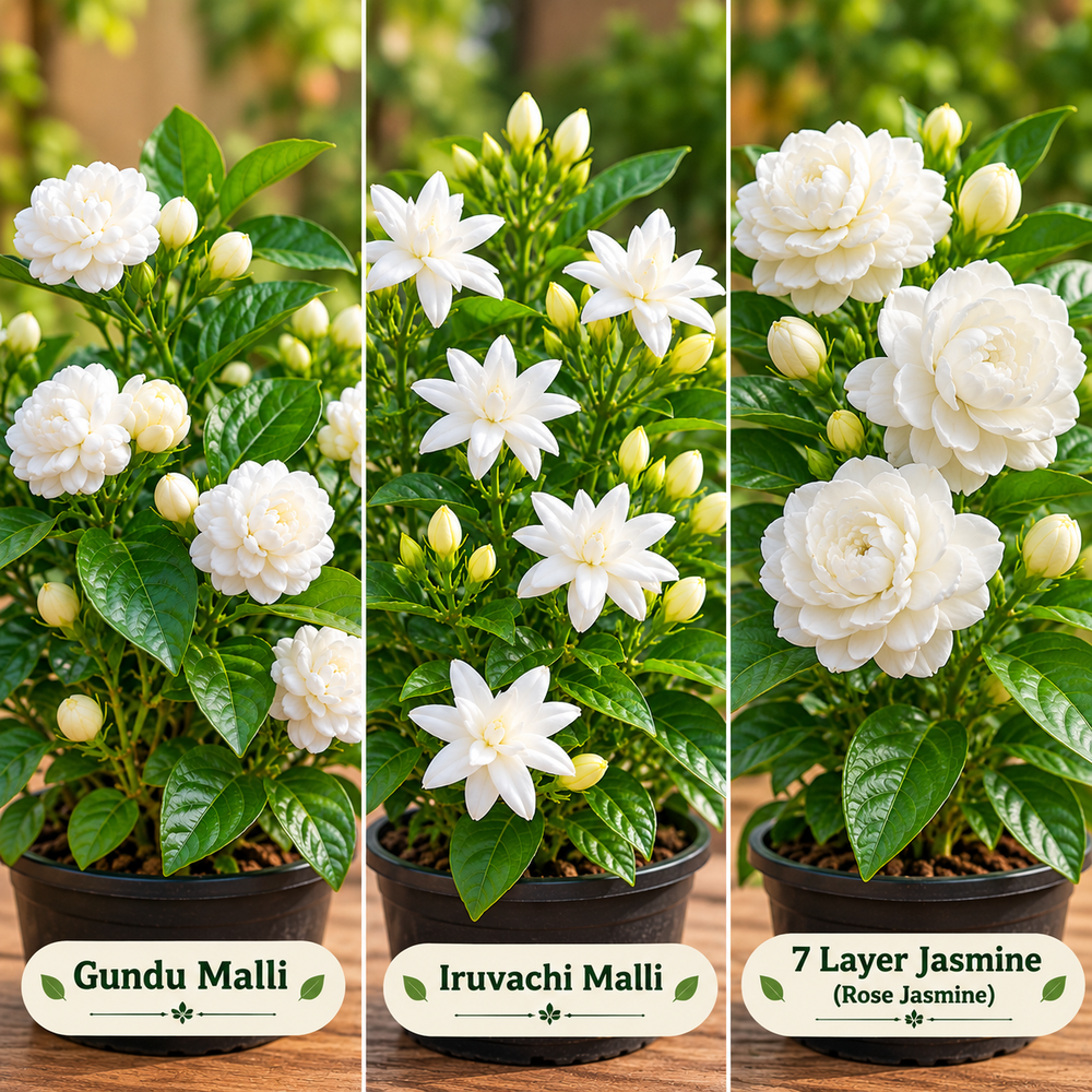 Jasmin plant combo ( gungu malli.iruvachi malli ,7 layer jasmin )